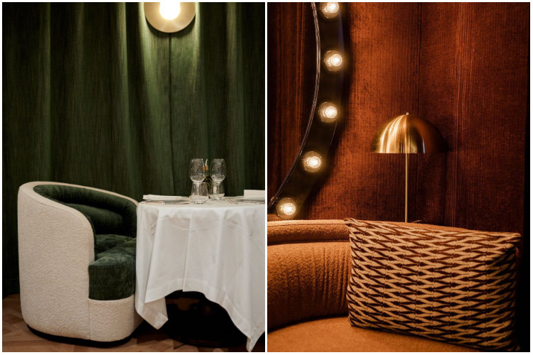 Enterijer restorana Lily's u Briselu ispunjen je zelenim nijansama i bojom ćilibara